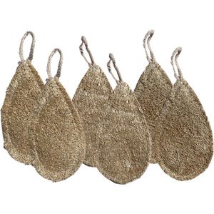 6 stuks premium kwaliteit natuurlijke luffa, luffa-spons, spa, scrub, luchtfa, body wash, spons, verwijderen dode huid, keuken, reinigingsmiddel voor het huishouden (ca. 10 cm)