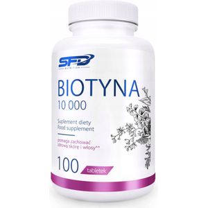 SFD | Biotina 10.000 – 100 tabletten | Hooggedoseerd Supplement voor Gezonde Haren, Huid & Nagels | 100 capsules