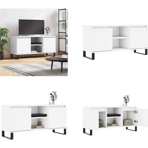 vidaXL Tv-meubel 104x35x50 cm bewerkt hout wit - Tv-meubel - Tv-meubelen - Tv Kast - Opbergkast