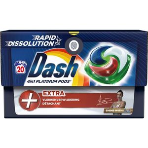 Dash 4-in-1 Platinum PODS Wasmiddel – Extra Vlekkenverwijdering – 20 Wasbeurten