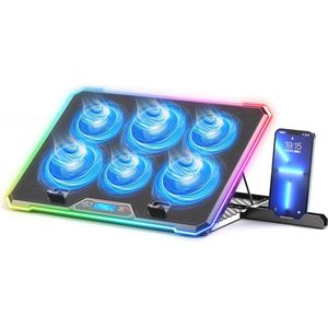 Laptop koelpad met RGB-verlichting en stille ventilatoren voor gaming en multitasking