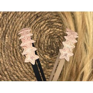 Diadeem met sterretjes - kerstcollectie - glitters - ster – rosé — Zwarte diadeem