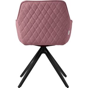 ML-Design eetkamerstoelen draaibaar set van 2 textiel geweven stof oud roze, woonkamerstoel met armleuning/rugleuning, 360° draaibare stoel, gestoffeerde stoel met metalen poten, ergonomische fauteuil, keukenstoel, lounge stoel