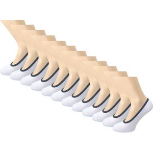 12 paar Footies - SQOTTON - Platte naad - Wit-Zwart - Maat 35-38