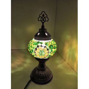 Oosterse Glans - Handgemaakte Mozaïeklamp - Tafellamp Ø25cm -Groen