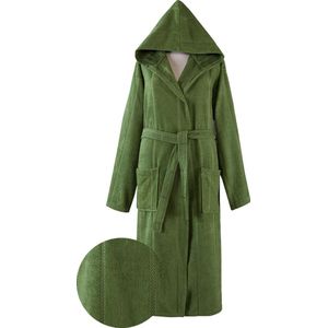 Lubna Home Luxe Badjas XL-MET CAPUCHON VAN ZACHTE VELOURSBADSTOF - BADJAS XL- UNISEX-GROEN