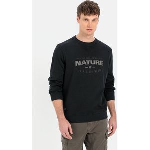 camel active Sweatshirt met print van puur katoen - Maat menswear-3XL - Zwart
