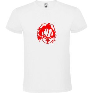 Wit T-Shirt met “ Halloween Chucky “ afbeelding Rood Size XXXXXL