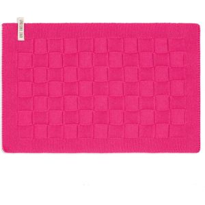 Knit Factory Gebreide Placemat Uni - Rechthoek - Dubbelzijdig te gebruiken - Eetmat - Onderlegger - Fuchsia - Roze - 50x30 cm