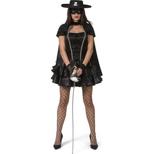 Funny Fashion - Zorro Kostuum - Senora Zorrita Mexicaanse Heldin - Vrouw - Zwart - Maat 36-38 - Halloween - Verkleedkleding