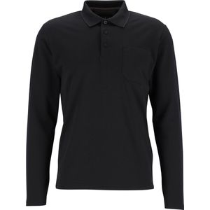 Redmond regular fit polo lange mouw - zwart melange