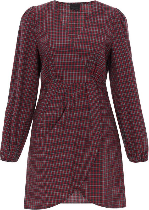 DreiMaster Klassik Jurk  grijs / rood / zwart