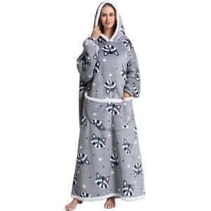 Oversized hoodie-deken met mouwen - voor dames en heren - sherpa - behaaglijke dekentrui - XXL dekenhoodie - knuffelhoodie - Wasbeer