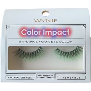 Wynie - Nep Wimpers - Valse Wimpers - Fake Lashes - Zwart Groen - 1,7 cm. lang - Zonder lijm - 1 Paar - UA153418