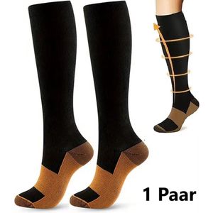 Koper Compressie Kousen I Compressie Sokken I Steunkousen I Sport Sokken I I Vliegtuigsokken I Maat S/M (36-40) I Zwart
