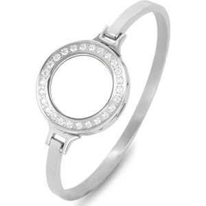 LOCKits X980101740 - Stalen bangle met zirkonia - voor 20-2 mm munt - Ø 62 mm - zilverkleurig