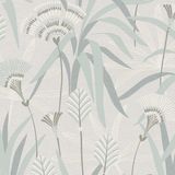 Bloemen behang Profhome 399363-GU vliesbehang licht gestructureerd met riet en metalen accenten grijs blauw groen 5,33 m2