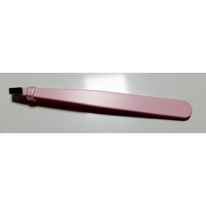 pincet roze pink - epileerpincet schuin - rvs - roze coating - 9,7 cm