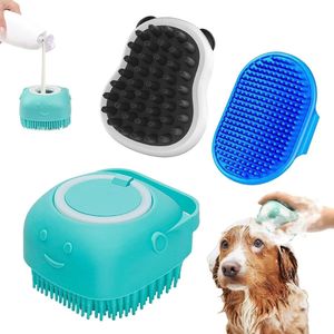 VMINOG Soft Dog Brush Short Hair Dogs Washing Brush Shower Brush Bath Brush Dog Cat Rubber Strip Comb Silicone Puppy Bath Grooming Soft Pet Cleaning Massage (3 Brushes)