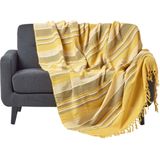 Homescapes - Morocco - Deken - Geel - XXL handgeweven deken met franjes - 255 x 360 cm