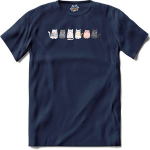 Katten vrienden - T-Shirt - Heren - Navy Blue - Maat 3XL