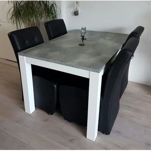 Eettafel Milaan - Betonlook / Wit Onderstel - 90 x 140 cm