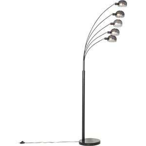 QAZQA sixties - Design Vloerlamp | Staande Lamp - 5 lichts - H 1980 mm - Zwart - Woonkamer | Slaapkamer