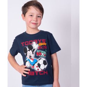 Mickey Mouse Tshirt Blauw voetbal-Maat 128