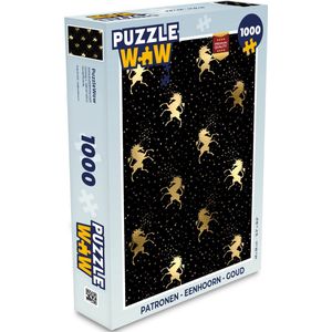 Puzzel Patronen - Eenhoorn - Goud - Legpuzzel - Puzzel 1000 stukjes volwassenen