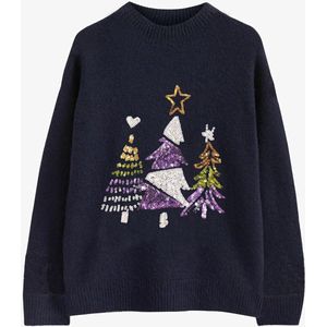 Starry Indigo - Kersttrui / Sweater Meisjes met Glitter | Kerstboom