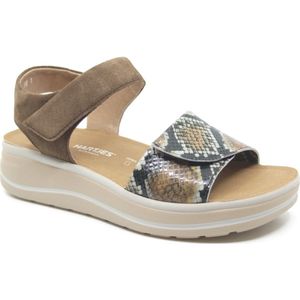 Hartjes, WOOGIE, 132.2002/43 77.74, Bruin combi sandaal wijdte H