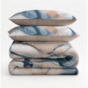 Sleeptime 2 in 1 Dekbed zonder Overtrek Glass Flower - Dekbed - 240 x 200 cm + 2 x kussenslopen 60x70 - Blauw