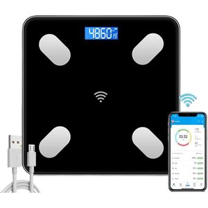 Digitale lichaamsvetweegschaal - bluetooth smart weegschaal voor lichaamsanalyse met BMI, gewicht, spiermassa, BMR etc.