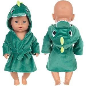 Poppenkleertjes - Geschikt voor Baby Born pop - Groene badjas - Dinosaurus - Kleding voor babypop
