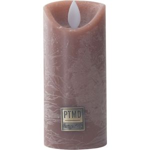 Led Kaars - PTMD LED Light Candle rustic brown moveable flame - Net echt