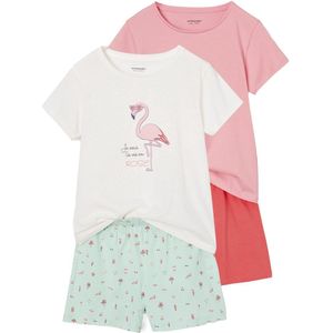Pyjama's - Turquoiseblauw - Set van 2 - Meisjes - Regenboogmotief en Roze Flamingo-motief