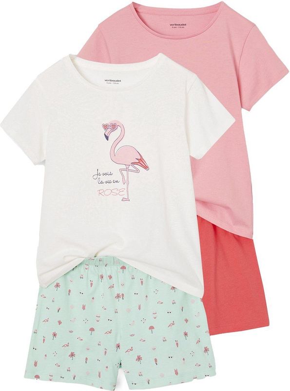 Pyjama's - Turquoiseblauw - Set van 2 - Meisjes - Regenboogmotief en Roze Flamingo-motief