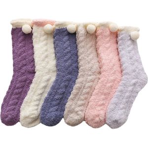 Huissokken - 6 Paar - Huissokken Dames - Anti Slip Sokken - Fleece Sokken - Dikke Sokken - One Size - 35-40 - Dikke - Bedsokken - Fluffy Sokken - Verwarmde Sokken - Gevoerde Sokken - Winter Sokken - Cadeautip