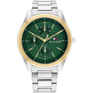 Tommy Hilfiger TH1710537 Heren Horloge - TYLER - Mineraalglas - Staal - Zilverkleurig - 43 mm breed - Quartz - Vouw/Vlindersluiting - 5 ATM (douchen)