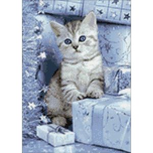 Wizardi Diamond Painting Kit Kitten and Christmas Presents WD2417