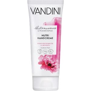VANDINI Handcrème Nutri | 1x 75 ml - Geur van pioenroos en arganolie | Veganistisch