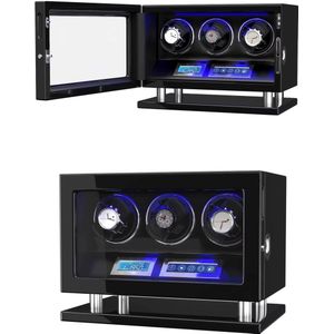 Watchwinder - 3 horloges - Luxe watch winder - horloge winder - Automatische horlogebox - horloge box - horlogedoos - horlogeopwinder - 3 dubbele opwinder - Zwart