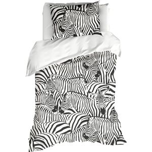 De Witte Lietaer Dekbedovertrek Zebra Eggshell - Eenpersoons - 140 x 200/220 cm - Katoen Satijn