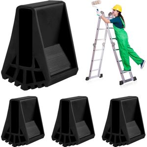 Antislip PVC-print ladderpoten 4 stuks - Telescopische ladder accessoire - 16 x 63 x 55 mm - Zwart