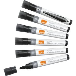 Nobo Liquid Ink Whiteboard Markers Met Ronde Punt - Pak Van 10 Stuks - Zwart