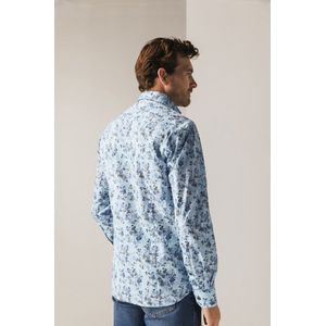 State of Art - Overhemd - Blauw - Bloemenprint - Regular Fit
