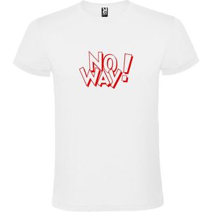 Wit t-shirt tekst met ''NO WAY'  print Rood  size XL
