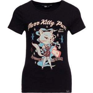 Queen Kerosin Damen Print T-Shirt ''Purr Kity Purr'' QKI31004 Black-L