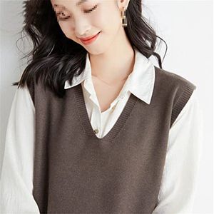 Dames Trui Vest Herfst Winter Mouwloos V-Hals Brei Tops Loose Fit