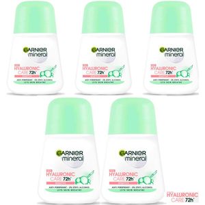 Garnier Mineral Hyaluronic Care 72H Sensitive Deodorant Roll On - 5 x 50 ml